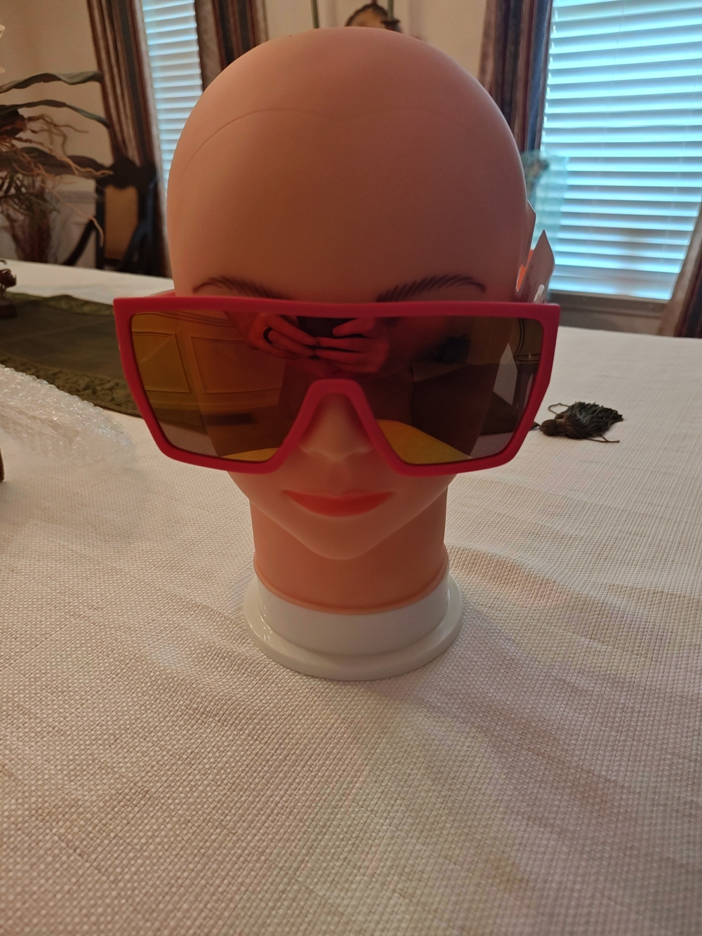 Arizona Jean Company Pink Oversized Shield Sunglasses with Amber Mirror Lenses